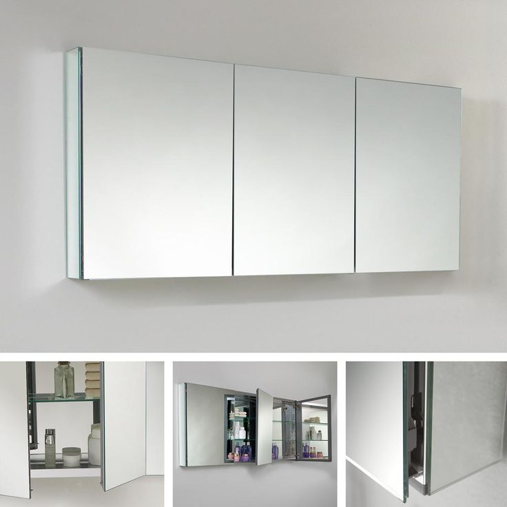 59 in. W x 26 in. H x 5 in. D Frameless Glass Recessed or Surface-Mount 4-Shelf Bathroom Medicine Cabinet
