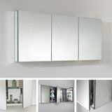 59 in. W x 26 in. H x 5 in. D Frameless Glass Recessed or Surface-Mount 4-Shelf Bathroom Medicine Cabinet