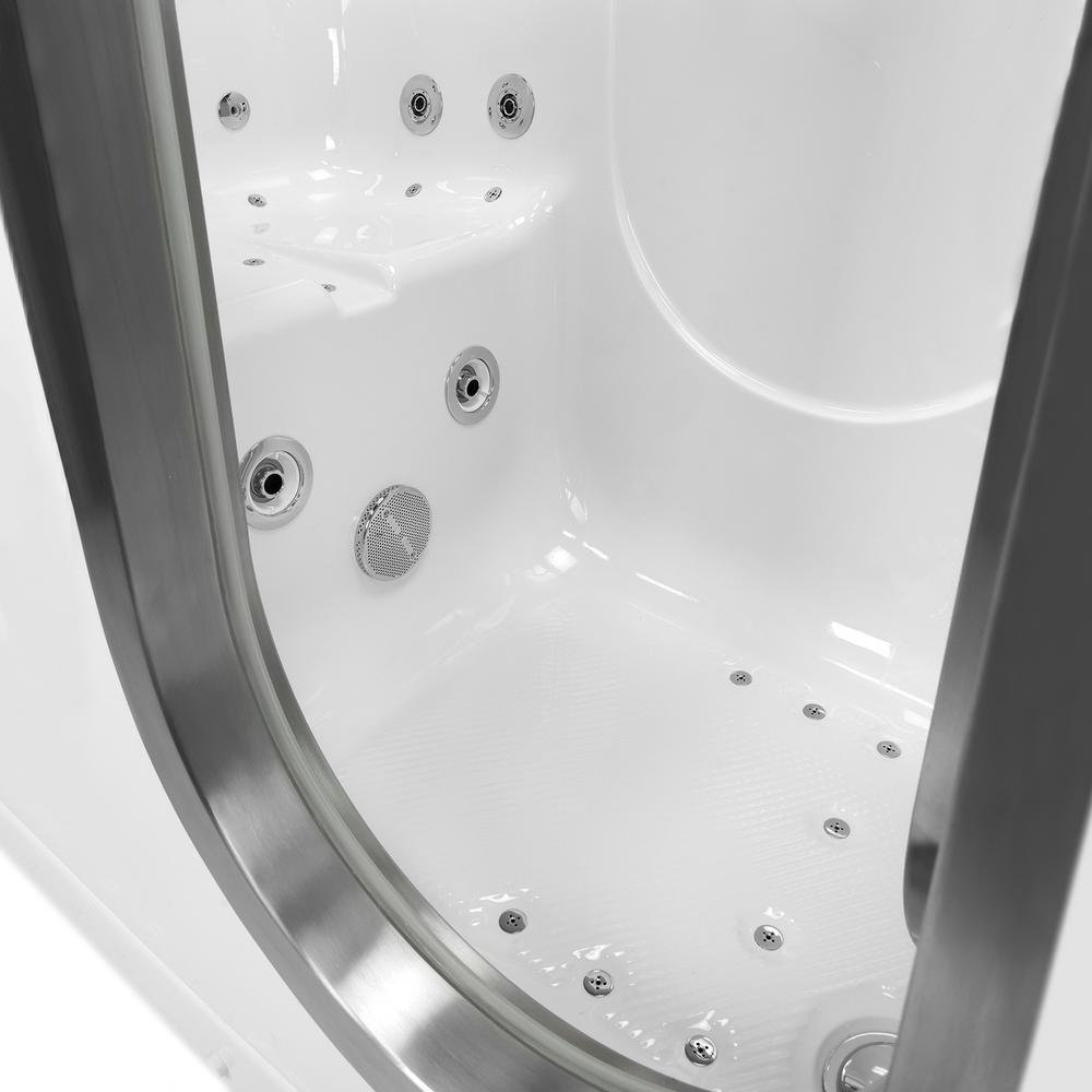 Deluxe 55 in. Acrylic Walk-In Whirlpool and Air Bath Bathtub in White, Fast Fill Faucet Set, RHS 2 in. Dual Drain - Super Arbor