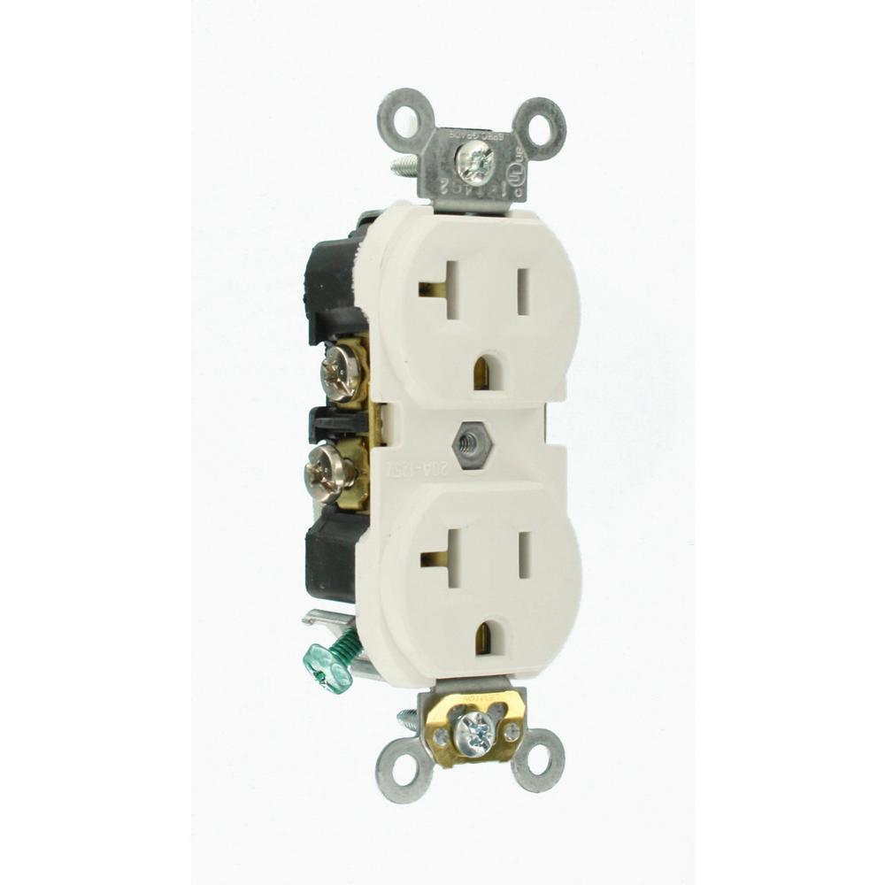 20 Amp Commercial Grade Duplex Outlet, White (10-Pack) - Super Arbor