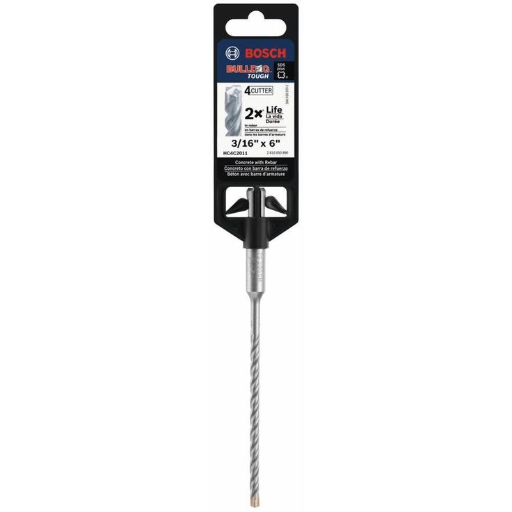Bosch Bulldog Tough 4-Cutter 6-in Alloy Steel Masonry Drill Bit for SDS-Plus Drill