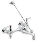 Commander Wall Mount 2-Handle Bathroom Faucet in Rough Chrome Plated with Cross Handles - Super Arbor