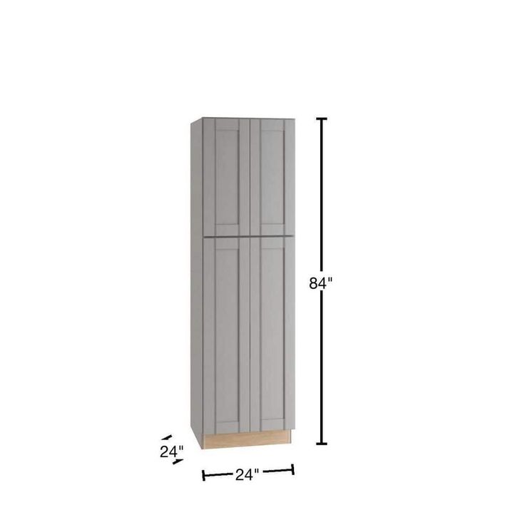 Home Decorators Collection Washington Veiled Gray Plywood Shaker Assembled Utility Pantry Kitchen Cabinet Soft Close 24 in W x 24 in D x 84 in H