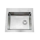 All-in-One Dual Mount Stainless Steel 25 in. 2-Hole Single Bowl Tight Radius Kitchen Sink in Brushed Finish with Faucet - Super Arbor