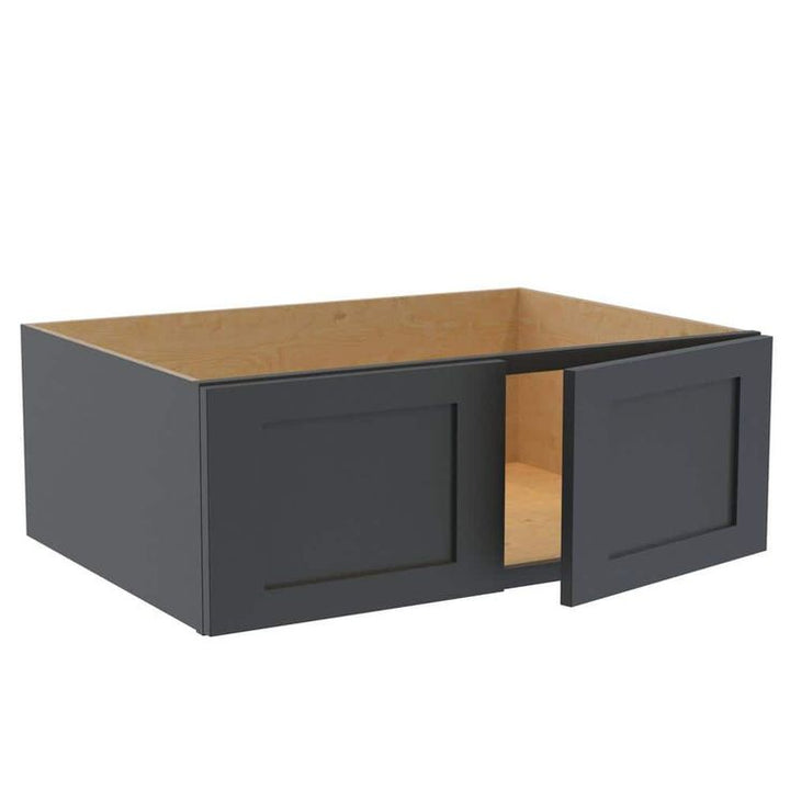 Home Decorators Collection Newport 33 in. W x 24 in. D x 12 in. H Assembled Plywood Wall Bridge Kitchen Cabinet in Deep Onyx with Soft Close