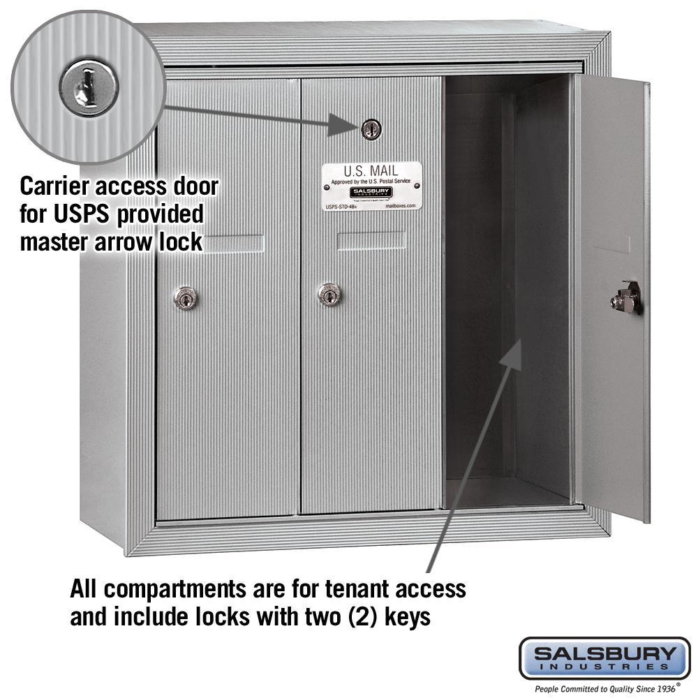 Aluminum Surface-Mounted USPS Access Vertical Mailbox with 3 Door - Super Arbor