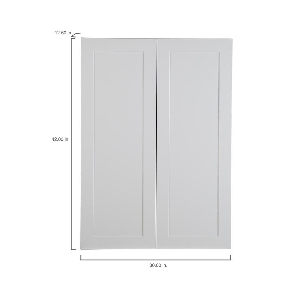 Cambridge Shaker Assembled 30x42x12.5 in. Wall Cabinet with 2 Soft Close Doors in White - Super Arbor