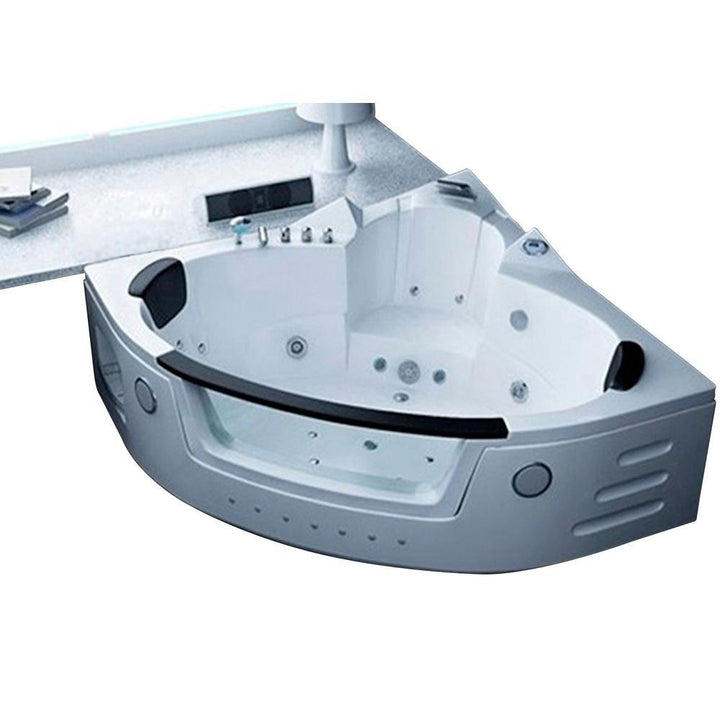 Sant'Angels with Heater 59 in. Acrylic Center Drain Corner Alcove Whirlpool Bathtub in White - Super Arbor