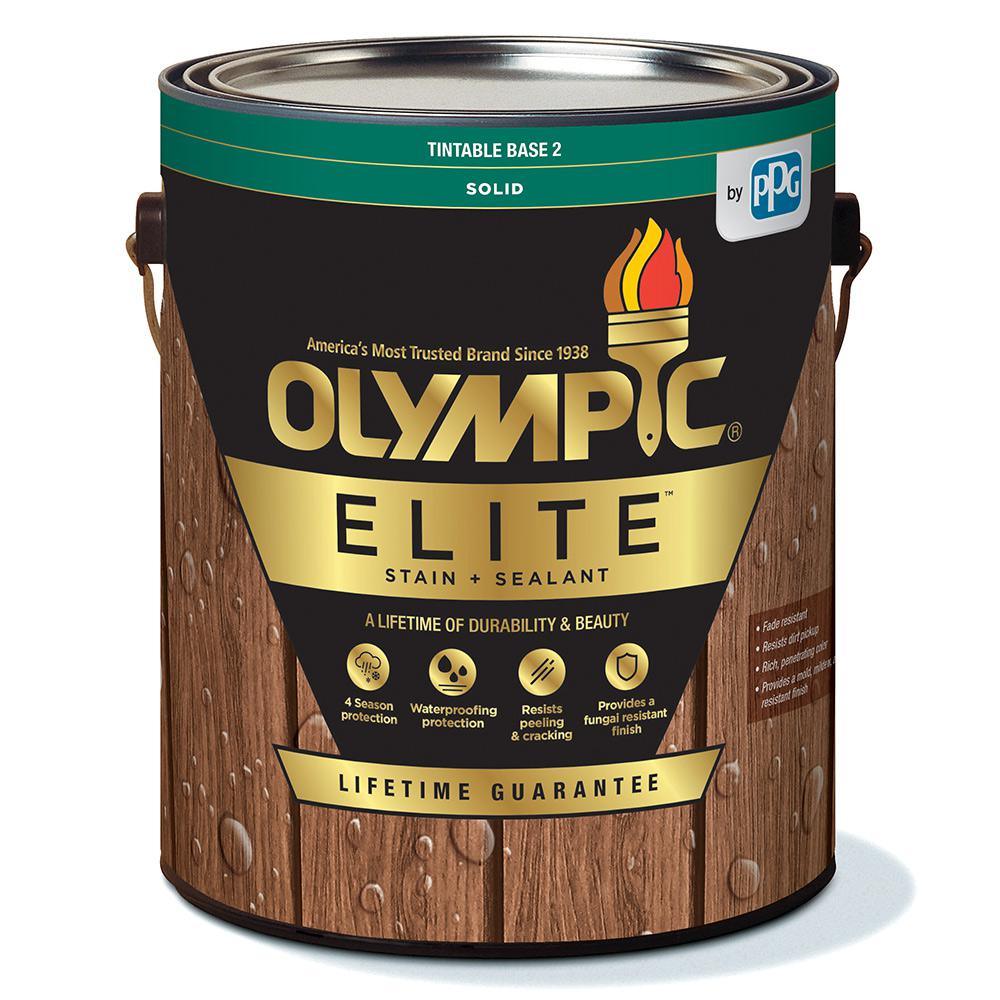 Olympic Elite 1 gal. Chestnut Brown Solid Advanced Exterior Stain and Sealant in One - Super Arbor