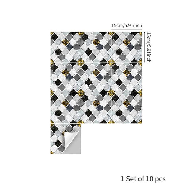 10Pcs Moroccan Tile Stickers Self-adhesive Wall Stickers Kitchen Bathroom Decor