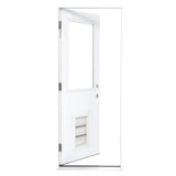 Premium Half Lite Primed White Steel Back Door 32 in. Left Hand Inswing with Extra Large Pet Door - Super Arbor