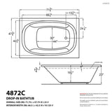 Peridot 6 ft. Acrylic Rectangular Drop-in Whirlpool Air Bathtub in White - Super Arbor