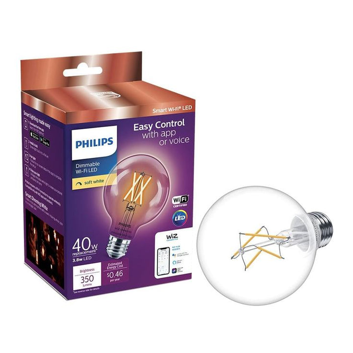 Philips Soft White G25 LED 40-Watt Equivalent Dimmable Smart Wi-Fi Wiz Connected Wireless Light Bulb