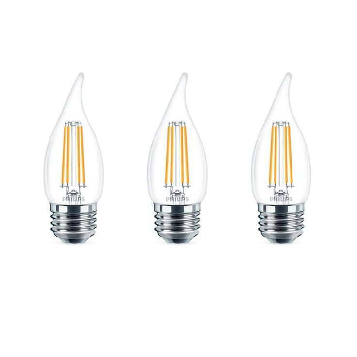 Philips 40-Watt Equivalent B11 Dimmable Edison LED Candle Light Bulb Glass Bent Tip Medium Base Daylight (5000K) (6-Pack)