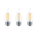 Philips 40-Watt Equivalent B11 Dimmable Edison LED Candle Light Bulb Glass Bent Tip Medium Base Daylight (5000K) (6-Pack)