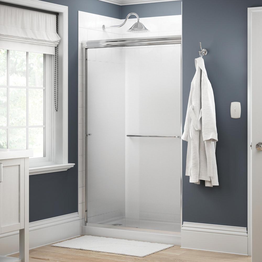 Simplicity 48 in. x 70 in. Semi-Frameless Traditional Sliding Shower Door in Bronze with Niebla Glass - Super Arbor