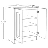 Home Decorators Collection Grayson 27 in. W x 24 in. D x 34.5 in. H Assembled Plywood Full Height Door Base Kitchen Cabinet in Pacific White