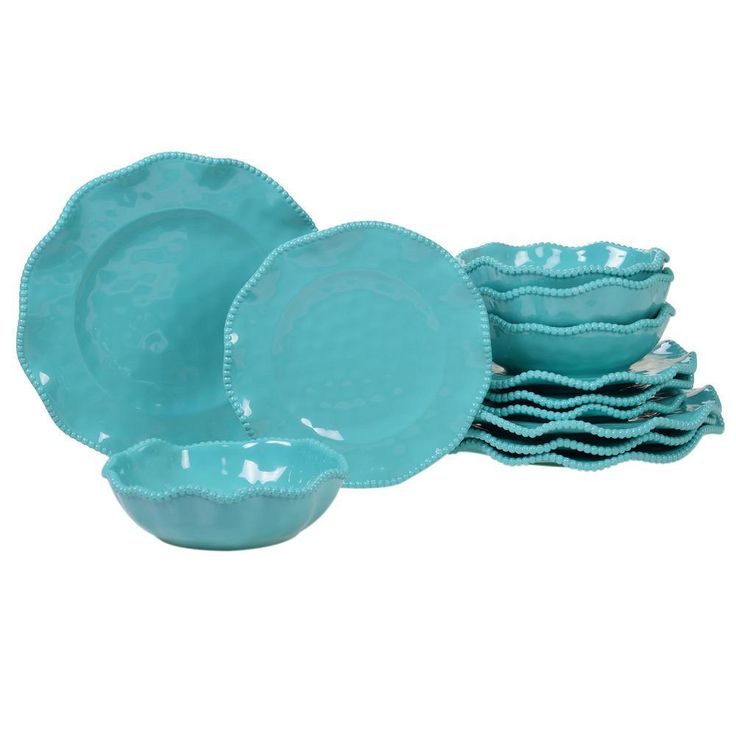 Perlette 12-Piece Solid Cream Melamine Outdoor Dinnerware Set (Service for 4)