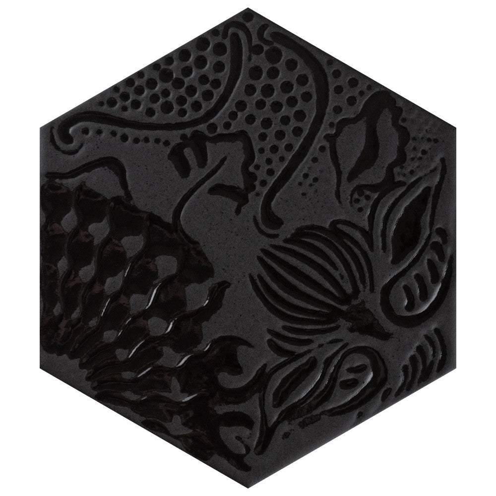 Merola Tile Gaudi Hex Black 8-5/8 in. x 9-7/8 in. Porcelain Floor and Wall Tile (11.56 sq. ft. / case)