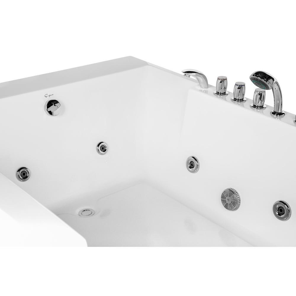72 in. Acrylic Flatbottom Whirlpool Bathtub in White - Super Arbor