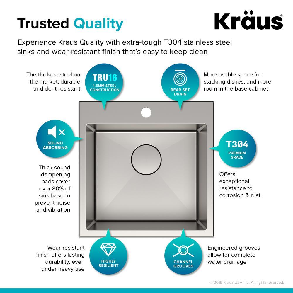 Standart PRO Drop-In Stainless Steel 18 in. 1-Hole Single Bowl Kitchen Sink - Super Arbor
