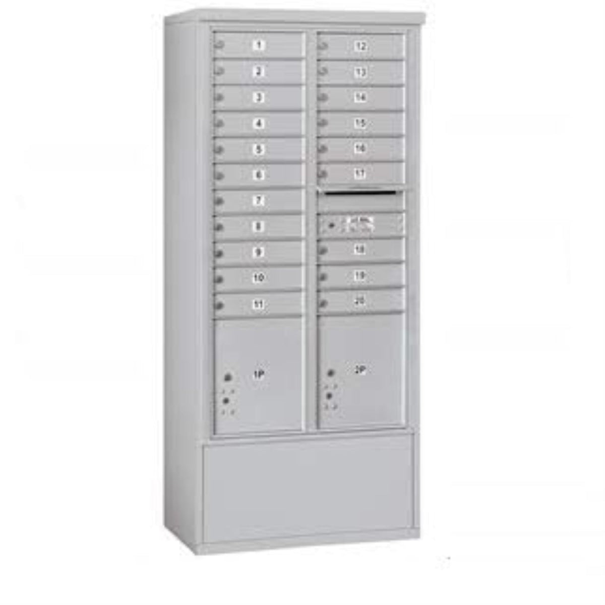 Salsbury Industries Free-Standing 4C Horizontal Mailbox Unit, Maximum Height, Double Column, Aluminum, Front Loading, USPS Access (72 in)
