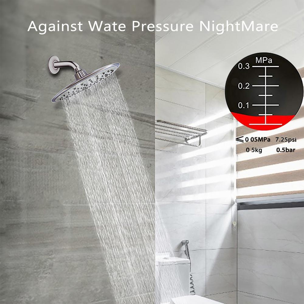 1-Spray Setting 8 in. Single Wall Mount Fixed Adjustable Shower Head in Chrome - Super Arbor