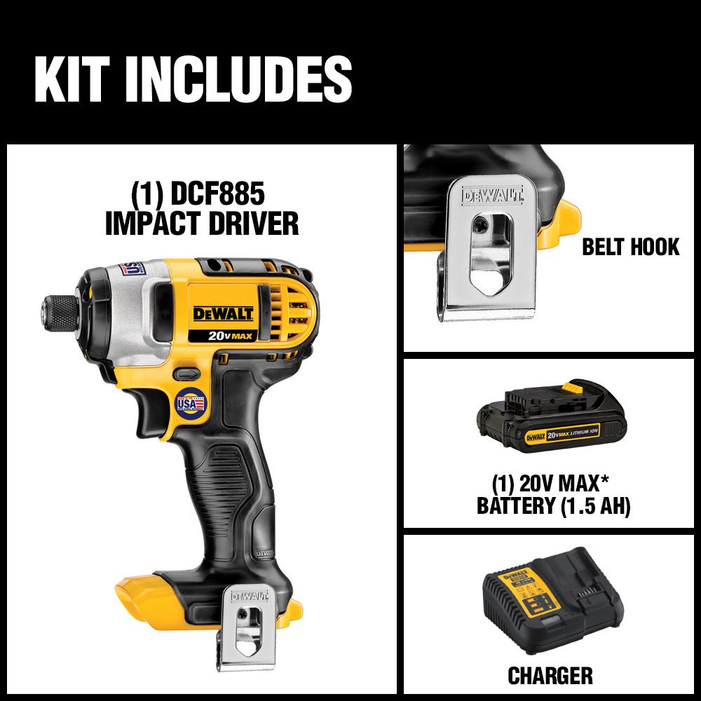 20-Volt MAX Lithium-Ion Cordless 1/4 in. Impact Driver with (1) 20-Volt Battery 1.3Ah, Charger and Tool Bag - Super Arbor