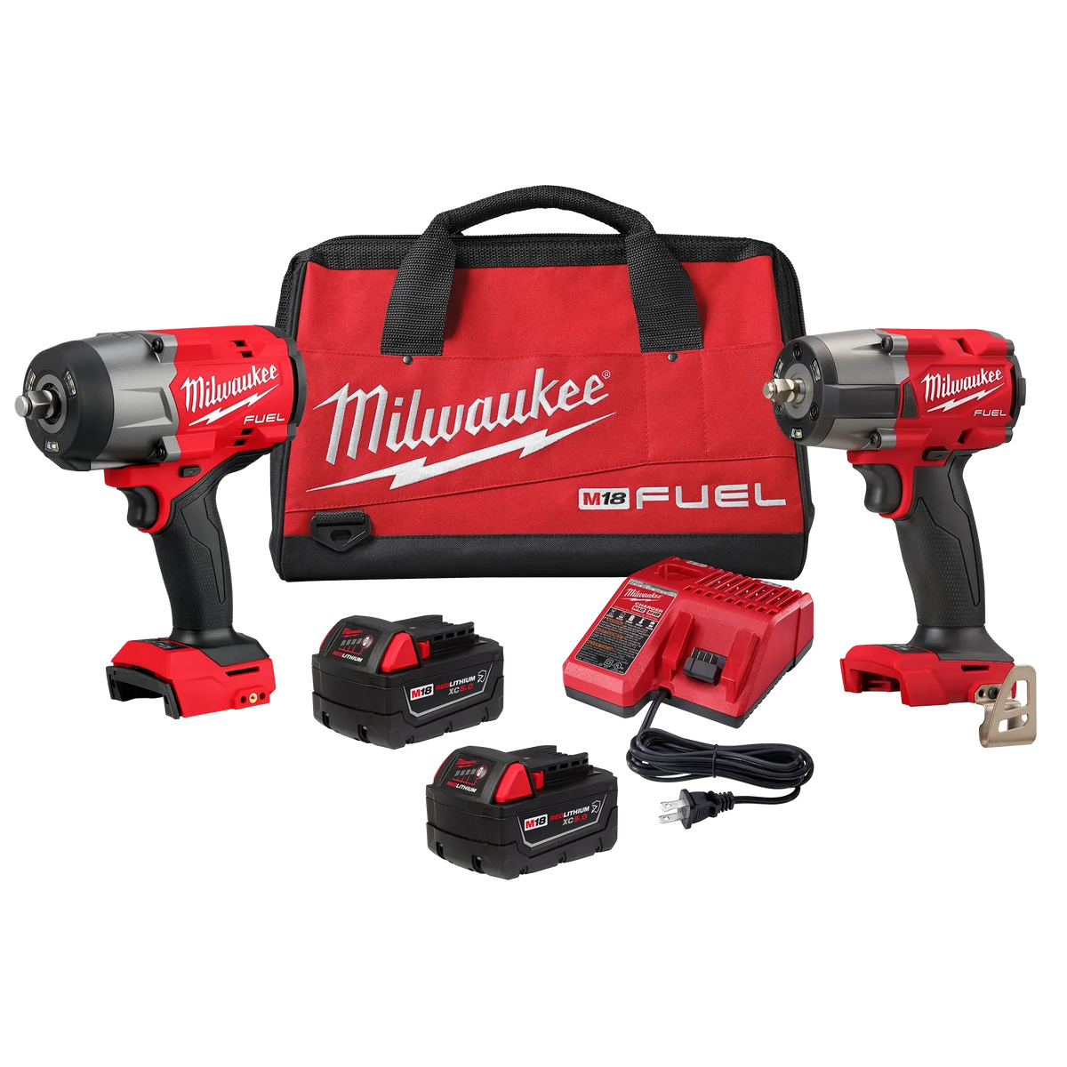 Milwaukee M18 FUEL 18V Brushless Cordless Hammer Drill & Impact Driver Combo Kit (2-Tool) with Oscillating Multi-Tool, XC5.0 Batteries