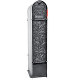 Climbing Leaf 2-Door Front Access Lockable Ground Mount Mailbox in Black and Silver - Super Arbor
