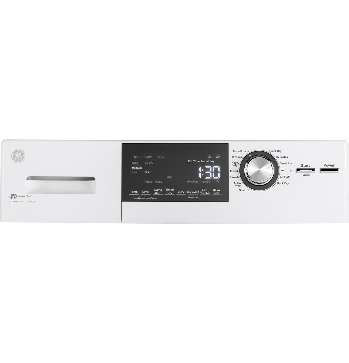 GE 4.1-cu ft Stackable Ventless Electric Dryer (White)