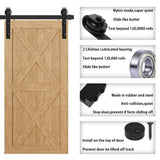 12 ft./144 in. Frosted Black Sliding Barn Door Hardware Track Kit for Double Doors with Non-Routed Floor Guide - Super Arbor