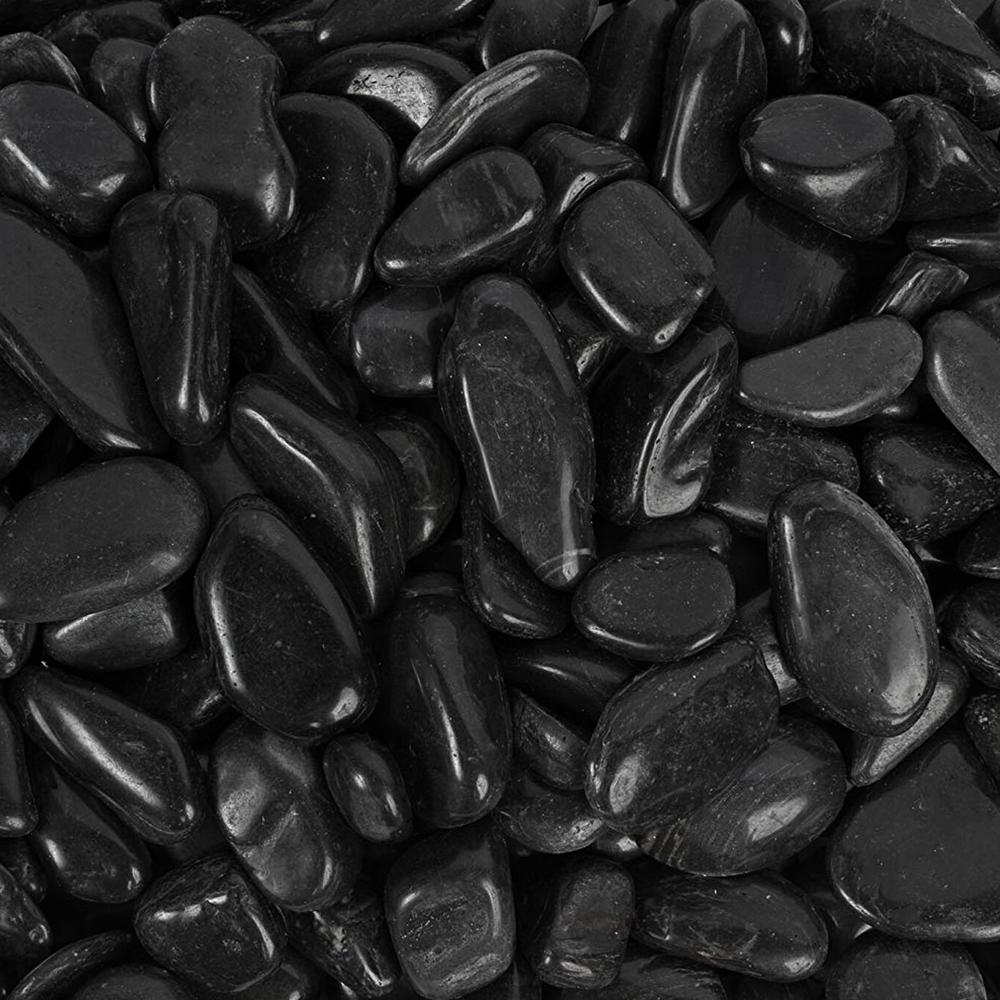 Rain Forest 0.4 cu. ft. 1 in. to 2 in., 30 lbs. Black Super Polished Pebbles - Super Arbor