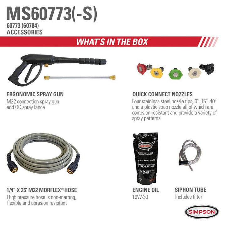 Simpson SIMPSON MegaShot MS60773-S 2800 PSI at 2.3 GPM HONDA GCV160 Cold Water Pressure Washer