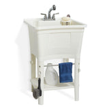 All-in-One 24 in. x 24 in. 20 Gal. Freestanding Laundry Tub in White, with Non-Metallic Pull-Out Faucet in Chrome