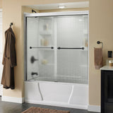 Crestfield 60 in. x 58-1/8 in. Semi-Frameless Traditional Sliding Bathtub Door in Bronze with Transition Glass - Super Arbor