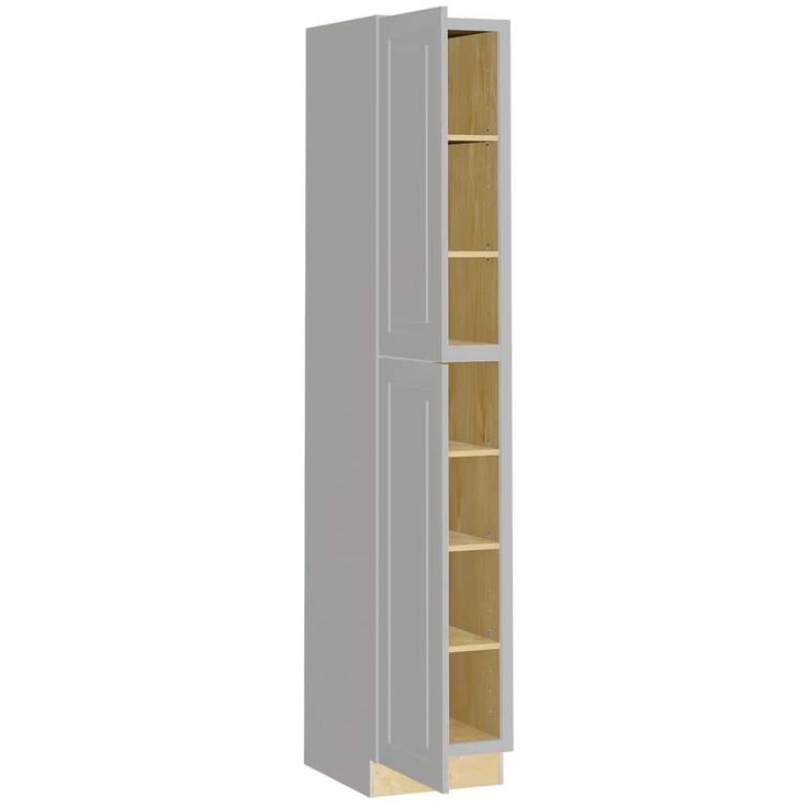 Home Decorators Collection Grayson 18 in. W x 24 in. D x 96 in. H Assembled Plywood Pantry Kitchen Cabinet in Pearl Gray with Soft Close LH