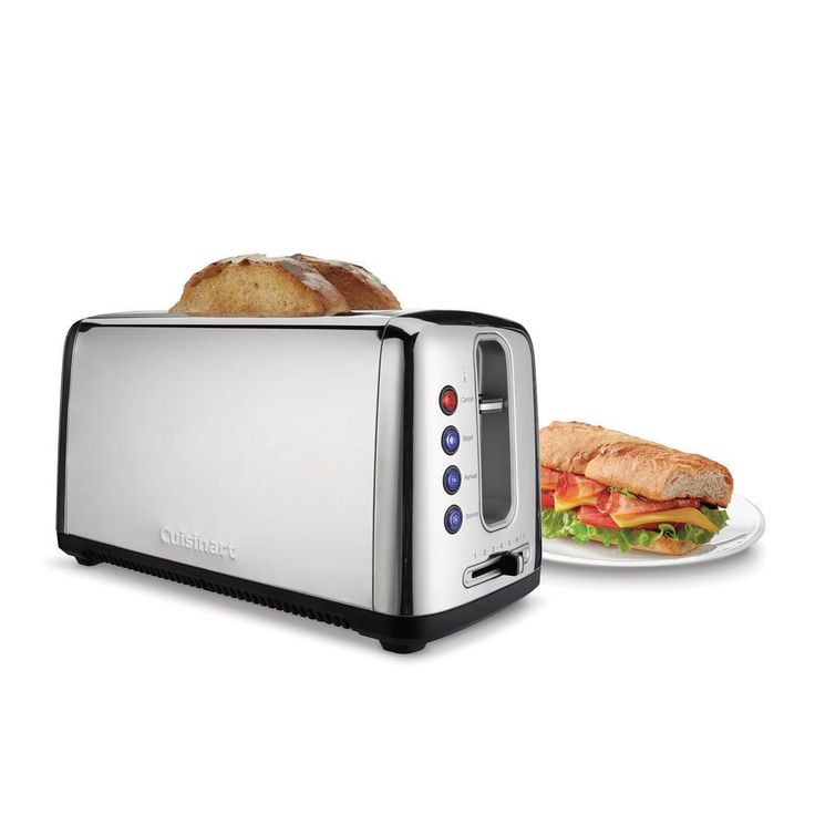 Artisan Bread 2-Slice Stainless Steel Long Slot Toaster with Crumb Tray