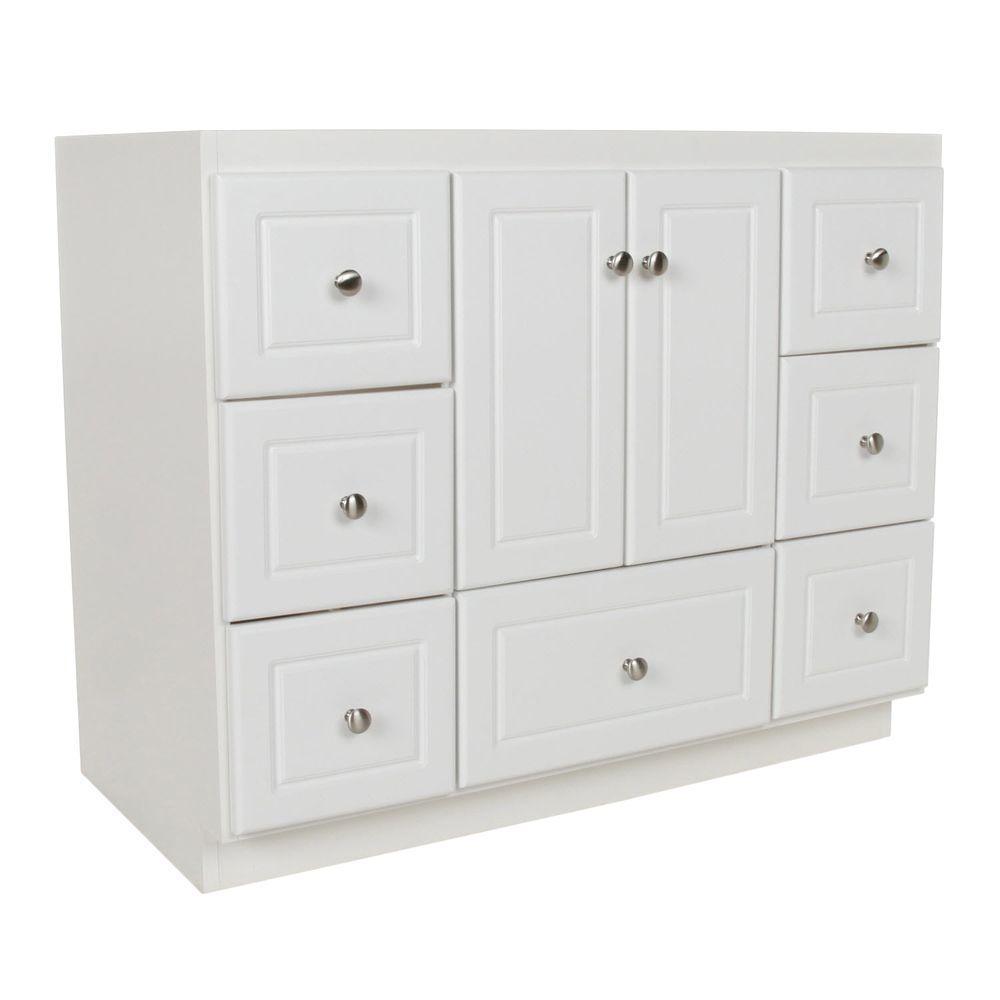 Ultraline 60 in. W x 21 in. D x 34.5 in. H Vanity for Center Basin Cabinet Only in Satin White - Super Arbor