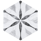 Merola Tile Classico Bardiglio Hexagon Flower 7 in. x 8 in. Porcelain Floor and Wall Tile (7.67 sq. ft. per case)