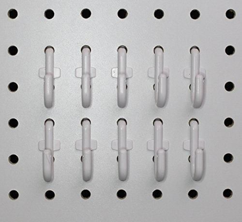 White Peg Board Hook Kit Garage Tool Storage Pegboard 50 pieces J Hook Style