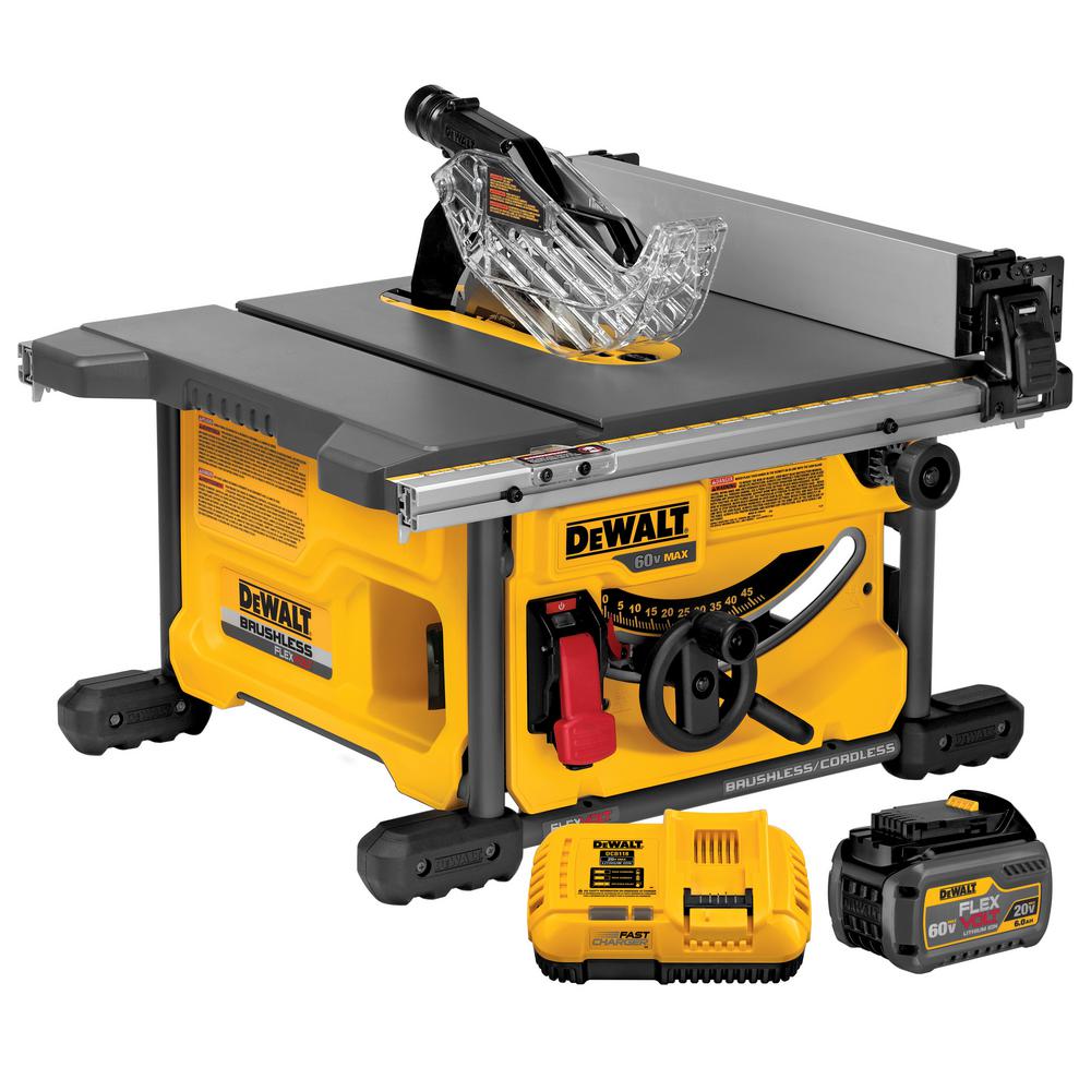 FLEXVOLT 60-Volt MAX Lithium-Ion Cordless Brushless 8-1/4 in. Table Saw Kit with Battery 2Ah, Charger and Bonus Battery - Super Arbor