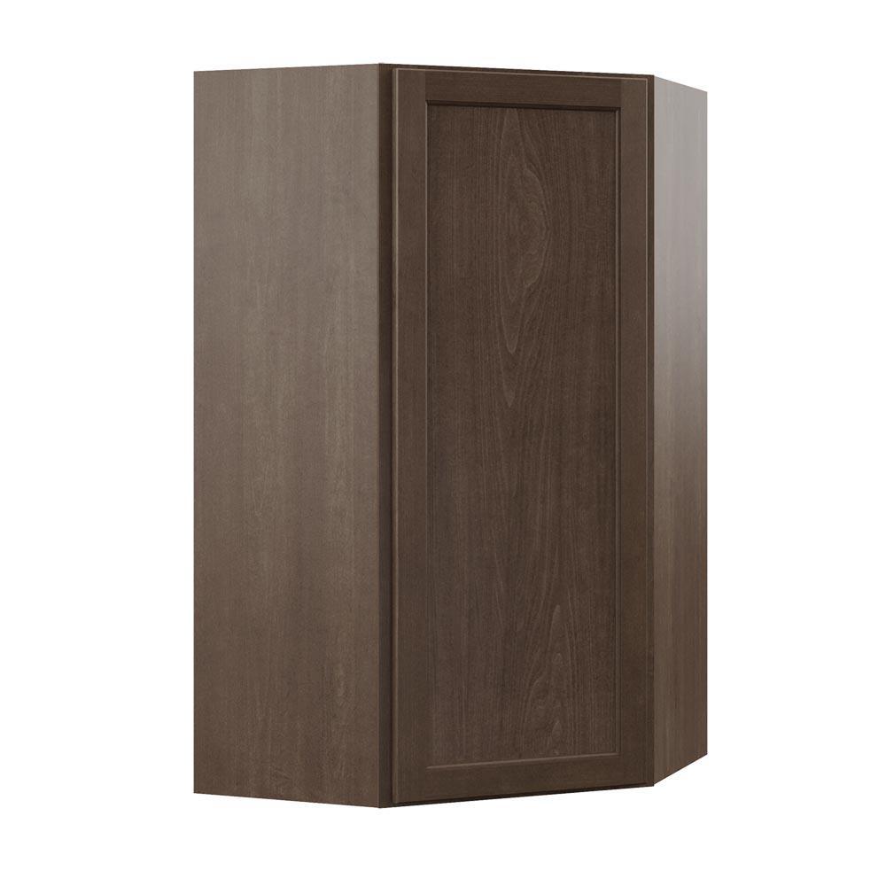 Shaker Assembled 24x30x12 in. Diagonal Corner Wall Kitchen Cabinet in Satin White