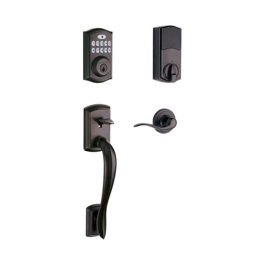 SmartCode 913 Touchpad Venetian Bronze Single Cylinder Electronic Deadbolt with Avalon Handleset and Tustin Lever