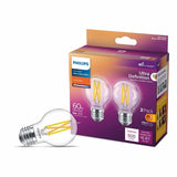Philips 40-Watt Equivalent G16.5 Dimmable Medium Base LED Light Bulb with Warm Glow Dimming Effect Soft White (2-Pack)