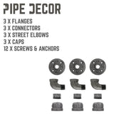 1/2 in. Black Steel Pipe Wall Hook Kit (3-Pack)