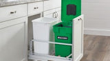 Rev-A-Shelf 35-Quart Plastic Soft-Close Pull-Out Trash Can – Aluminum Bottom-Mount, Green Odor-Reducing Bin (5349-18CKOG-2)
