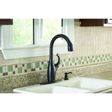 Contemporary Single-Handle Pull-Down Sprayer Kitchen Faucet with Soap Dispenser in Mediterranean Bronze - Super Arbor