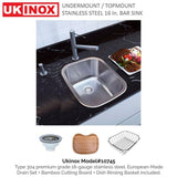 Stainless Steel 16 in. Single Bowl Undermount / Drop-in Bar Sink