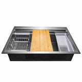 Handcrafted All-in-One Drop-In 33 in. x 22 in. x 9 in. Single Bowl Kitchen Sink in Stainless Steel with Accessories